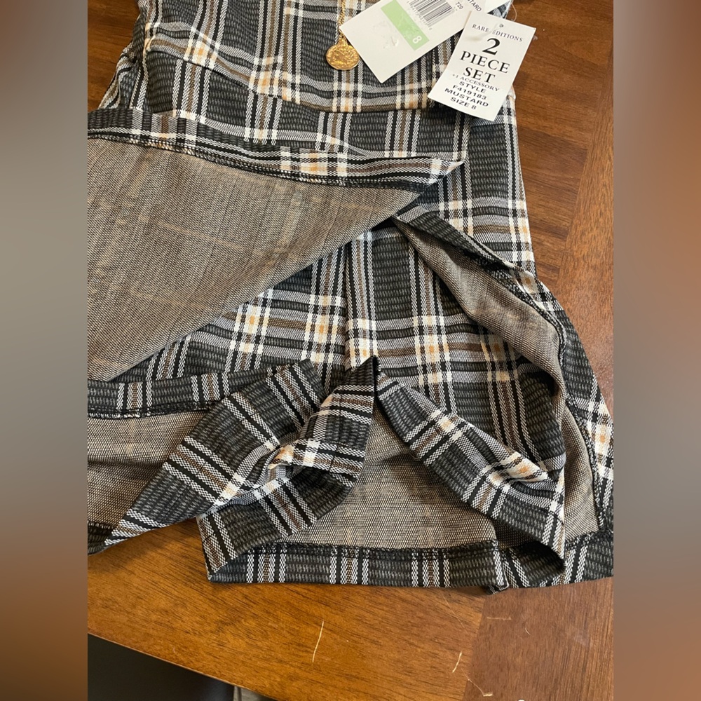 Rare Editions Big Girl Plaid Jumper Outfit with Necklace 2-Piece Set Size 8 NWT - Picture 5 of 6